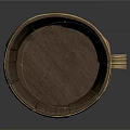Unique Wooden Wine Glass With Copper Metal Ring And Golden Handle Design