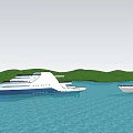 Luxury Yachts On Blue Sea With Scenic Landscape