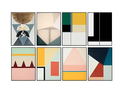 Modern Abstract Geometric Wall Art With Colorful Shapes And Minimalist Design 3d model