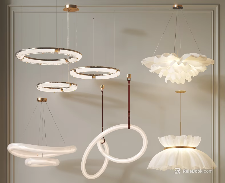 Unique Modern Chandeliers With Circular And Petal Shaped Designs For Home Decor 3d model 