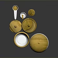 Artistic Ceramic Sculpture Carvings Featuring Yellow And White Jars With Lids And Bowls