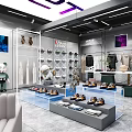 Modern Clothing Store Interior With Shoe Displays Clothing Racks And Display Tables