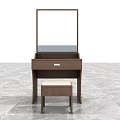 Modern Wooden Dressing Table With Mirror Drawer And Matching Stool 3d model