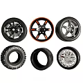 Different Car Tires And Rims With Various Designs And Styles On White Background