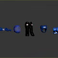 Professional Boxing Equipment Collection Featuring Blue Black Gloves Helmet and Shin Guards Set