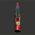 Vibrant Toy Gun Featuring Red Blue Colors and Chips Can Attachment with Destroy Trouble Text
