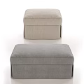 Simple Modern Upholstered Ottoman With Gray Beige Rectangular Fabric Design 3d model