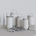 Decorative Ornament Set with Glass Lanterns Candles Greenery and Metallic Accents for Tabletop Decoration