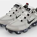 Nike VaporMax White Mesh Shoes With Black Logo And Transparent Air Cushion Sole