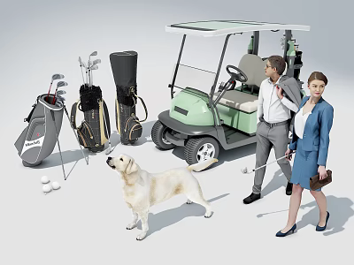 Top Rated Golf Sports Equipment Collection Including Cart Clubs Bags And Balls 3d model