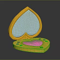 Open Heart Shaped Golden Jewelry Box With Pink And Colorful Details For Fashion Accessories