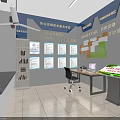 Government Service Hall Interior With Information Posters Service Counter Computer Desk And Inquiry Area