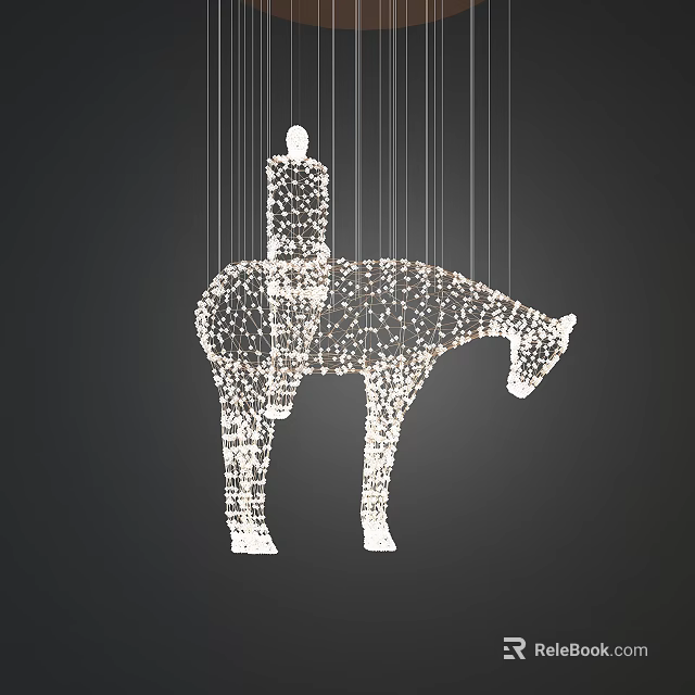 Modern Abstract Pendant Light Featuring Horse Rider Shape with LED Beads 3d model