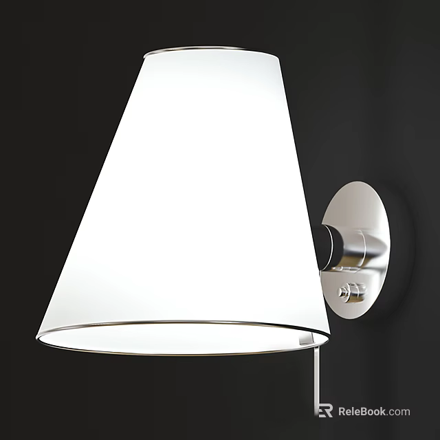 Modern Wall Lamp With White Shade Chrome Base Mounted on Dark Wall 3d model 