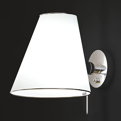 Modern Wall Lamp With White Shade Chrome Base Mounted on Dark Wall 3d model