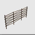 Rustic Wooden Fence Design With Horizontal Slats And Vertical Support Posts 3d model