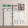 Fire Equipment Setup With Wall Mounted Control Panels Meters And Storage Cabinets 3d model