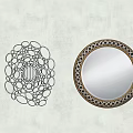 Decorative Mirrors With Circular Ring Design And Ornate Border Reflecting Sky