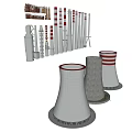 Industrial Manufacturing Equipment Featuring White Gray Red Stripe Towers And Pipes