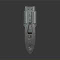 Gray Military Patrol Boat With Red Bottom And Deck Antennas Equipment