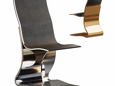 Modern Design Dining Chairs With Silver Gold Metallic Frame And Black Seat Surface 3d model