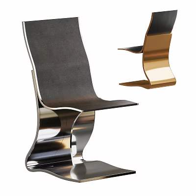 Modern Design Dining Chairs With Silver Gold Metallic Frame And Black Seat Surface 3d model