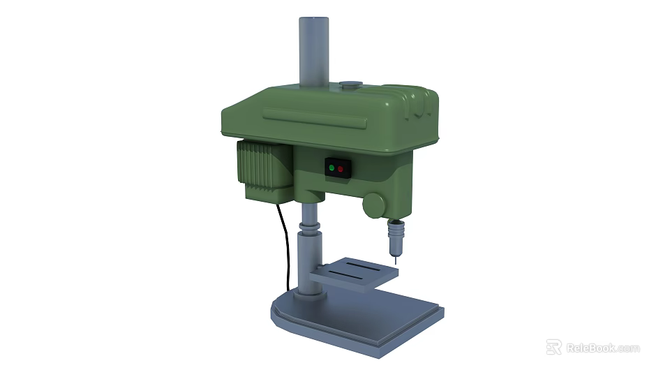 Industrial Green Bench Drill Machine With Stable Base Steel Column And Drilling Function 3d model 