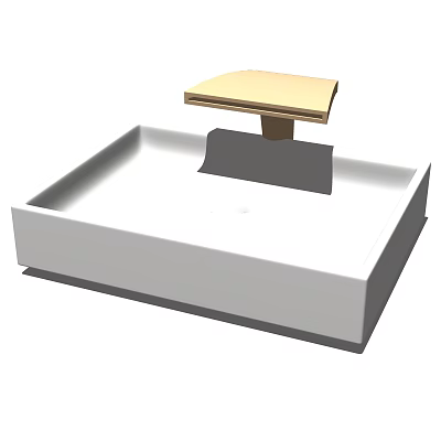 Simple Modern Bathroom Washbasin With White Square Shape And Beige Countertop 3d model
