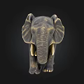 Artistic Elephant Sculpture In Walking Posture With Curled Trunk And Textured Body