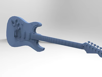 Blue Electric Guitar Design with Musical Instrument Art Supplies and 3D Tools 3d model