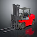 Red UniCarriers Forklift With Cabin Front Forks And Reflective Surface 3d model