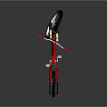 Red Frame Mountain Bike With Black Wheels Seat And Stand On Reflective Grey Background