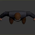 3D Male Character Model Wearing Dark Shirt Pants Belt And Brown Shoes Standing Pose