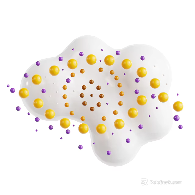 Cosmic Nebula Cloud With Stellar Yellow Orbs Purple And Brown Celestial Particles 3d model 