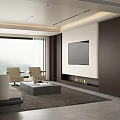 Modern Living Dining Room Interior With Beige Sofa Coffee Table Green Plant And Mountain View