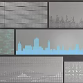 Modern Wall Panels With Geometric Patterns City Skyline And Perforated Textures 3d model