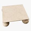 Wooden Coffee Table with Light Colored Top Supported by Spherical Legs 3d model