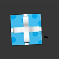 Blue Polka Dot Gift Box With White Bow And Decorative Tag For Daily Use