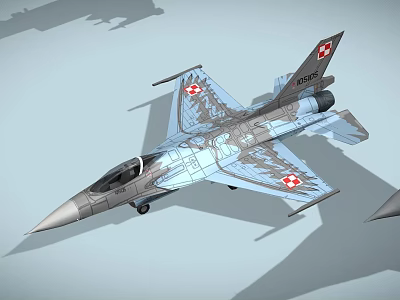 Swiss Military Fighter Jet With Red Cross Markings Camouflage Design And Tail Insignia 3d model