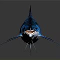 Realistic 3D Render Of Blue Striped Marine Creature With Streamlined Body And Sharp Fins