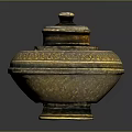 Elegant Decorative Ornament Set Featuring Carved Golden Brass Lid And Classical Home Decor Style