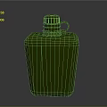 Green Plastic Canteen Featuring Screw Top Lid Handle And Engraved Text