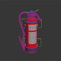 Red Fire Extinguisher With Gray Nozzle Bracket Handle And Reflective Base