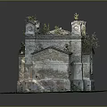 Ruined Abandoned Old Building Structure Overgrown With Lush Vegetation And Green Grass