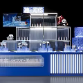 Ice JOYS Themed Photo Check-in Spot With Transparent Display Cabinets Panda Dolls And Blue Lighting