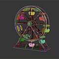 Detailed Miniature Ferris Wheel Model With Metal Frame And Yellow Orange Cabins