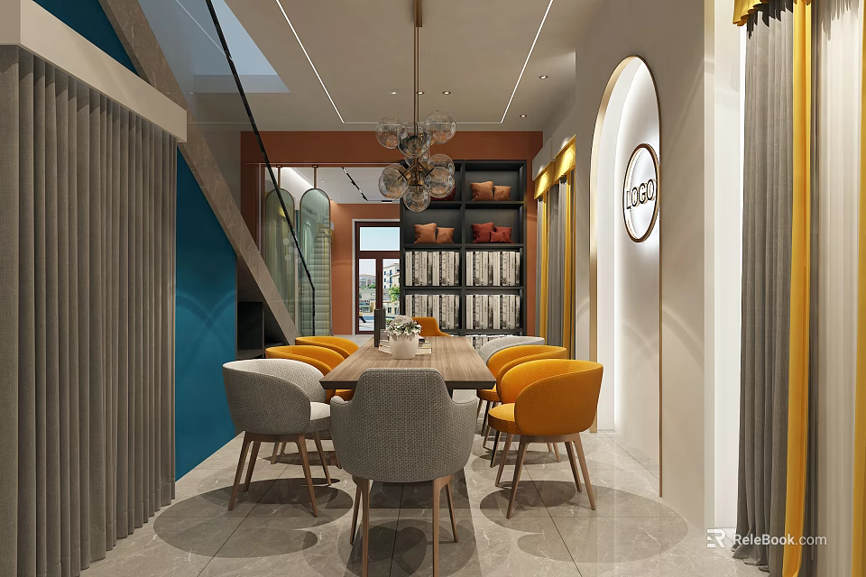 Modern Kitchen Specialty Store Interior With Open Layout Display Cabinets And Appliances 3d model