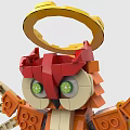 Building Block Owl with Halo Green Eyes Spread Wings Small Steps Minifigure and Surrounding Plants