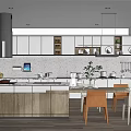 Modern Kitchen Interior Design With Island Counter Cabinets Pendant Lights And Appliances