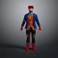 Game Movie Character With Red Hair Beard Blue Coat Yellow Vest And Red Boots